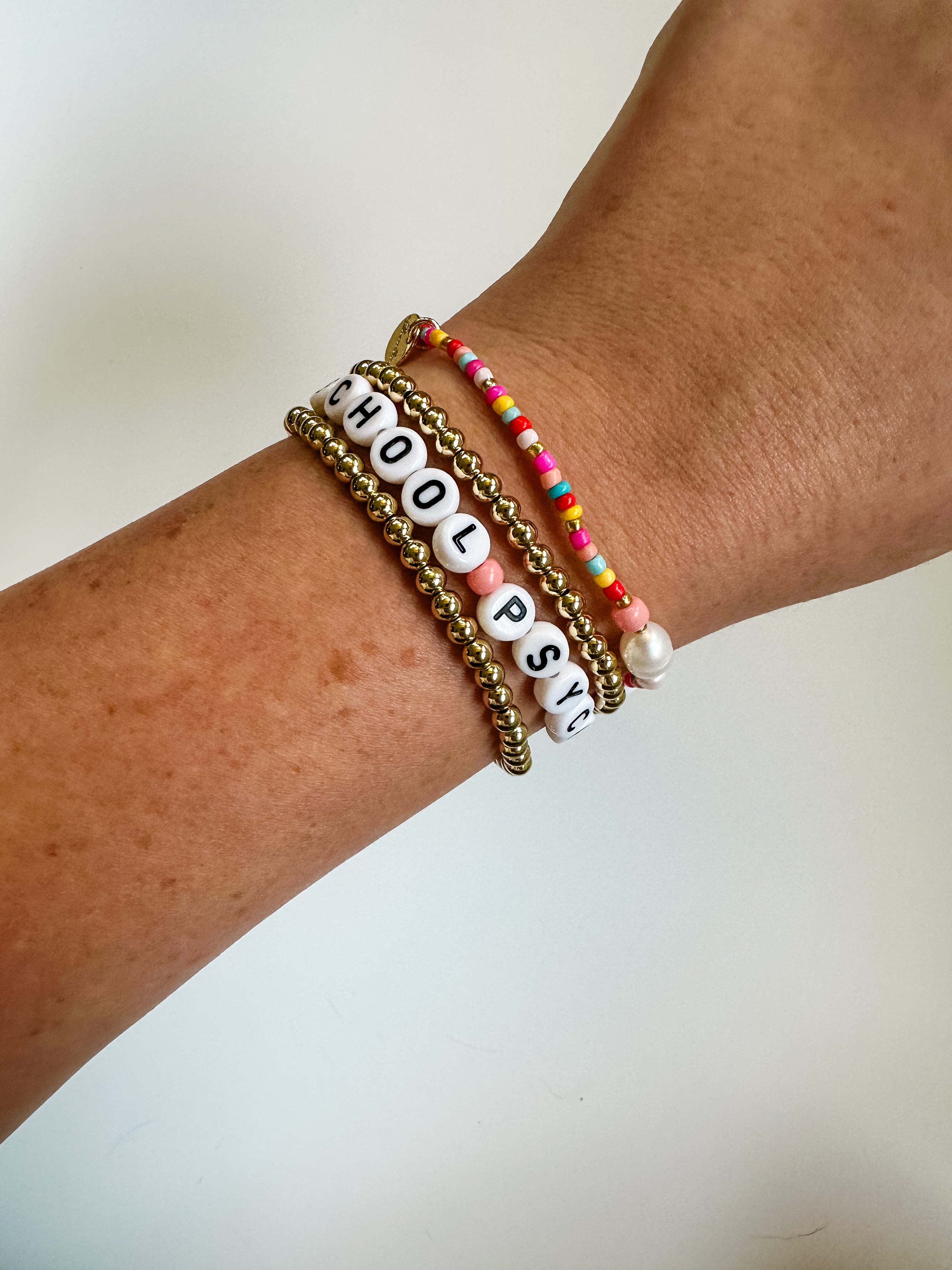 School Psychologist Rainbow Beaded Bracelet