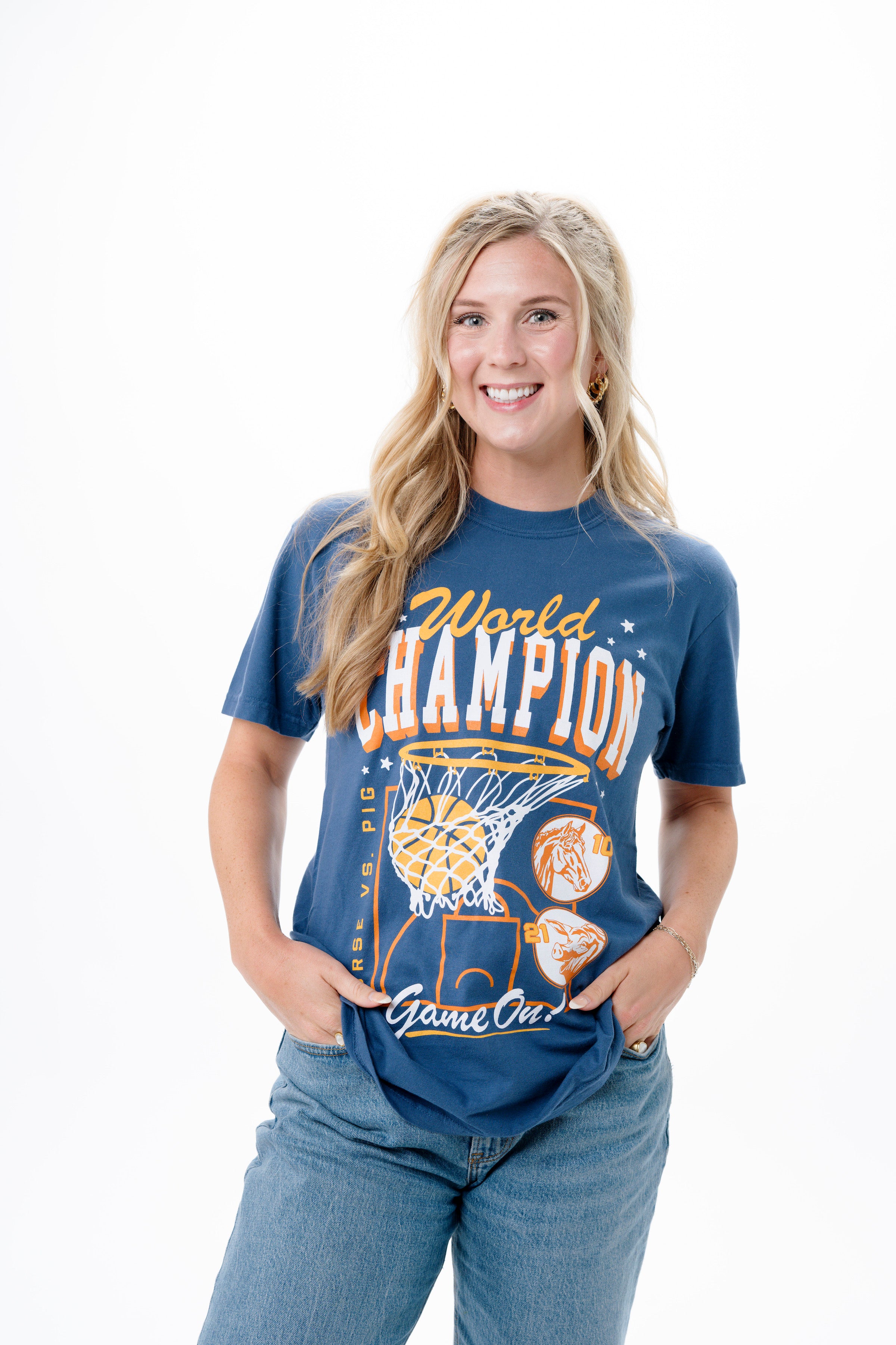 Horse vs Pig Basketball World Champ Tee