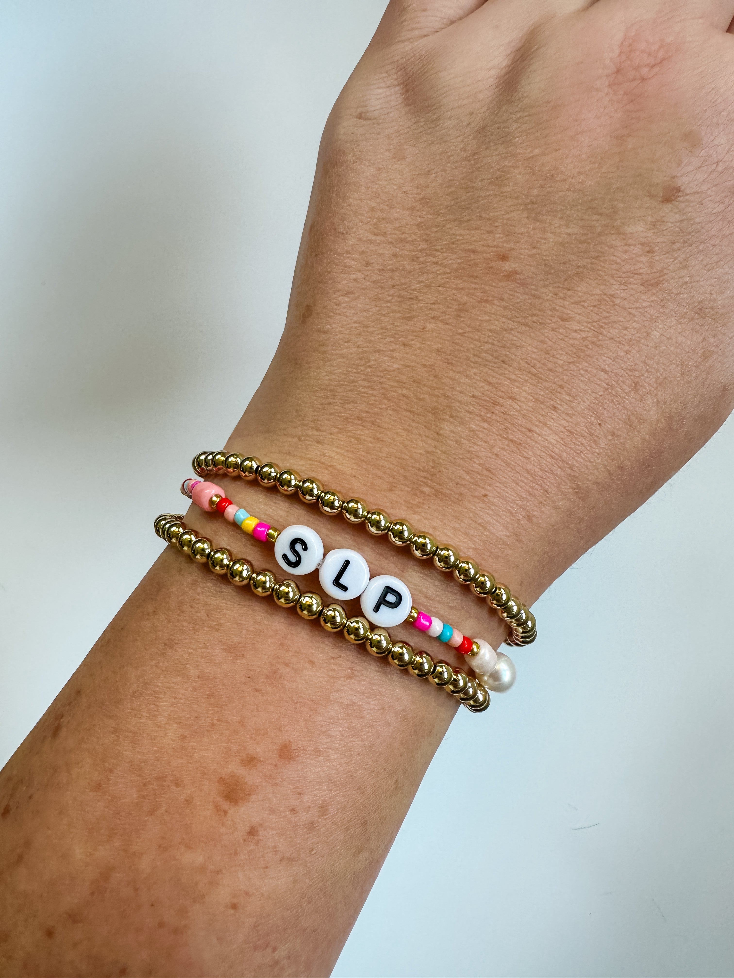 Speech Language Pathologist Rainbow Beaded Bracelet