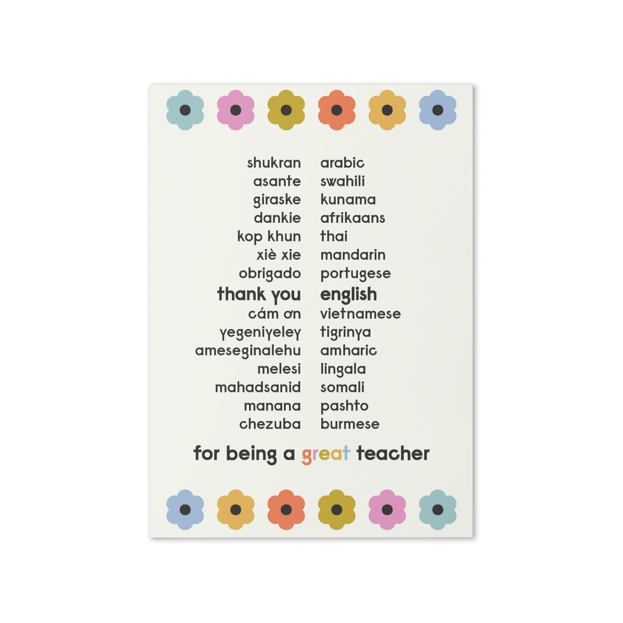 Thank You Multilingual Greeting Card