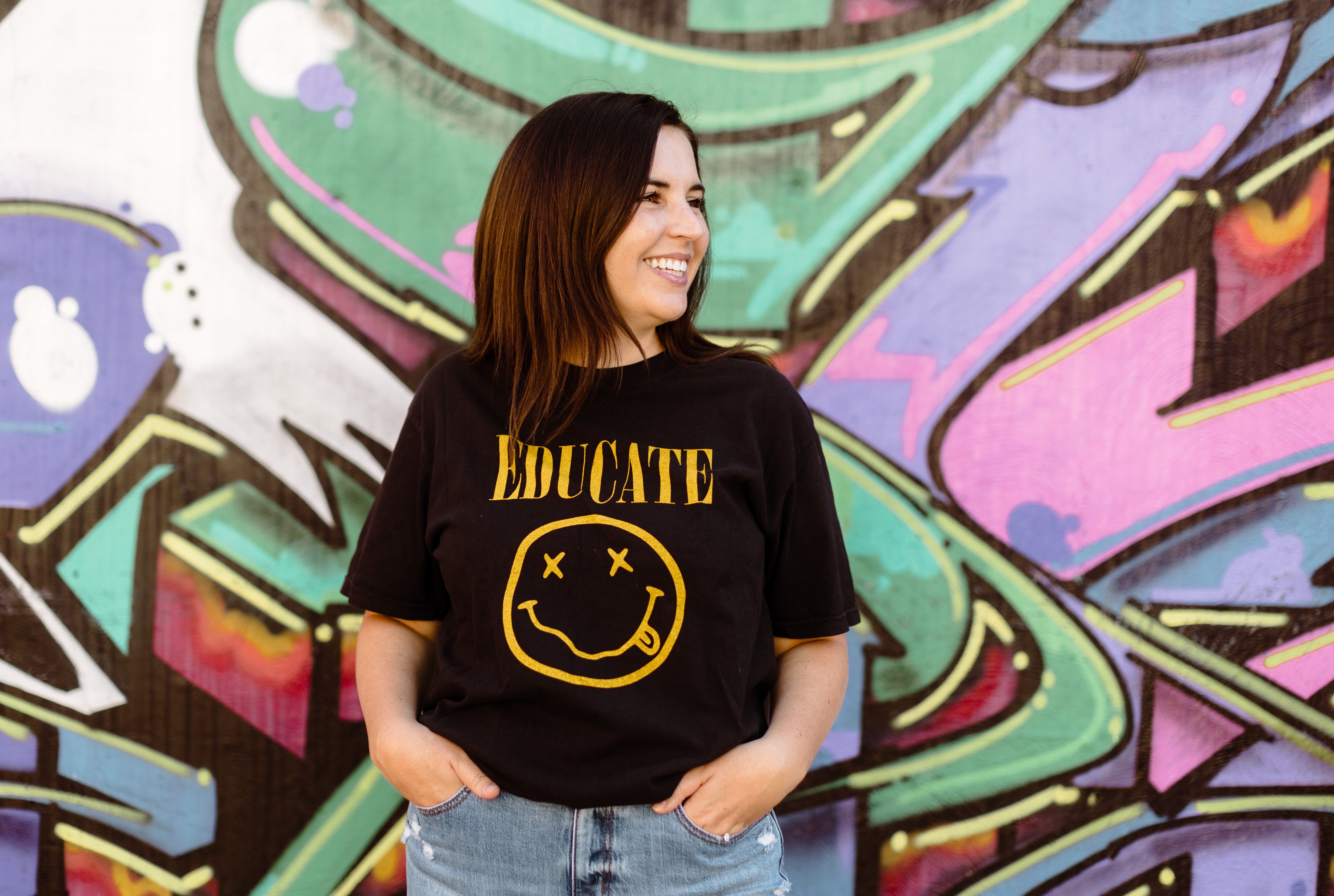 Educate Smiley Face Tee