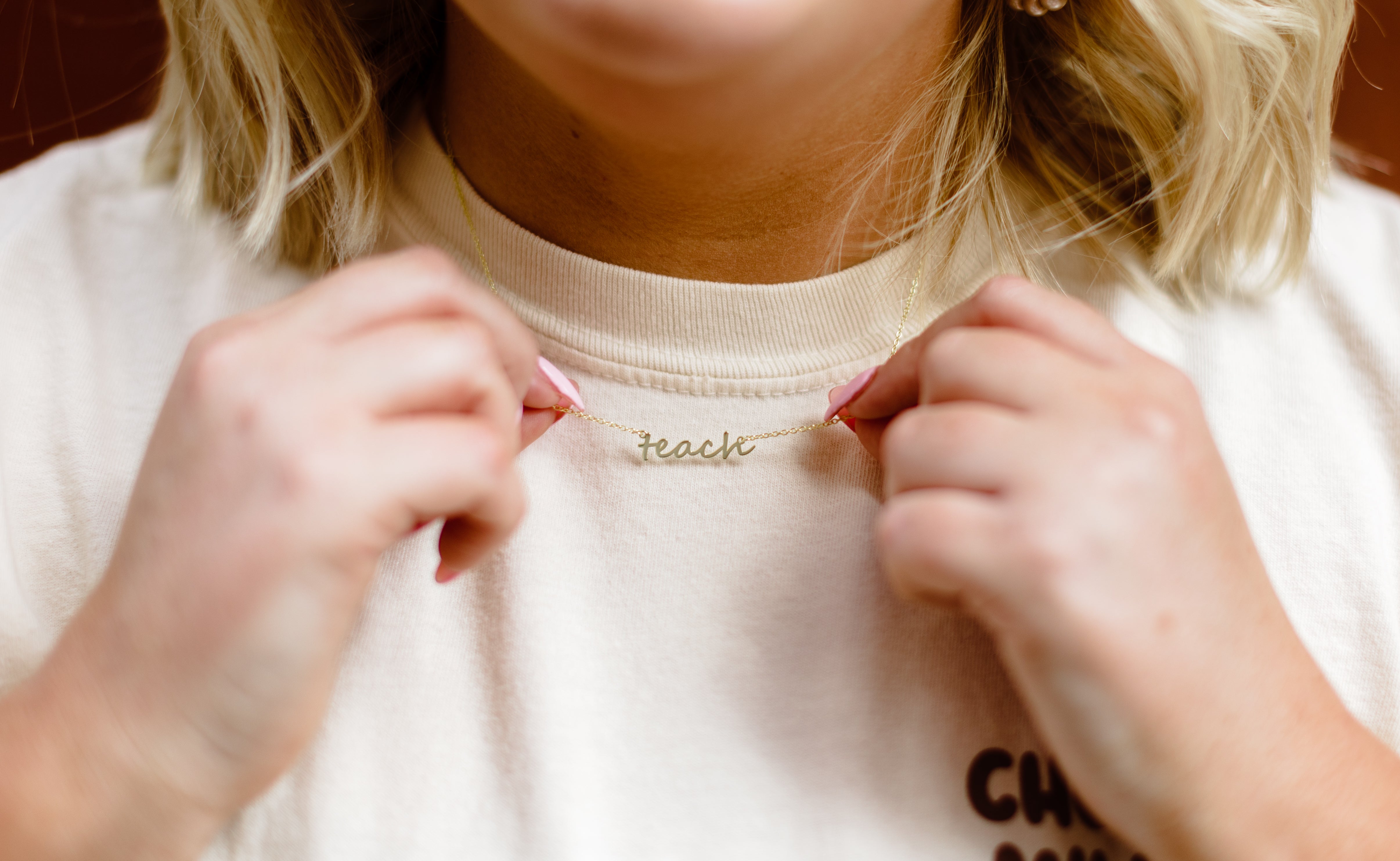 Teach Dainty Yellow Gold Necklace