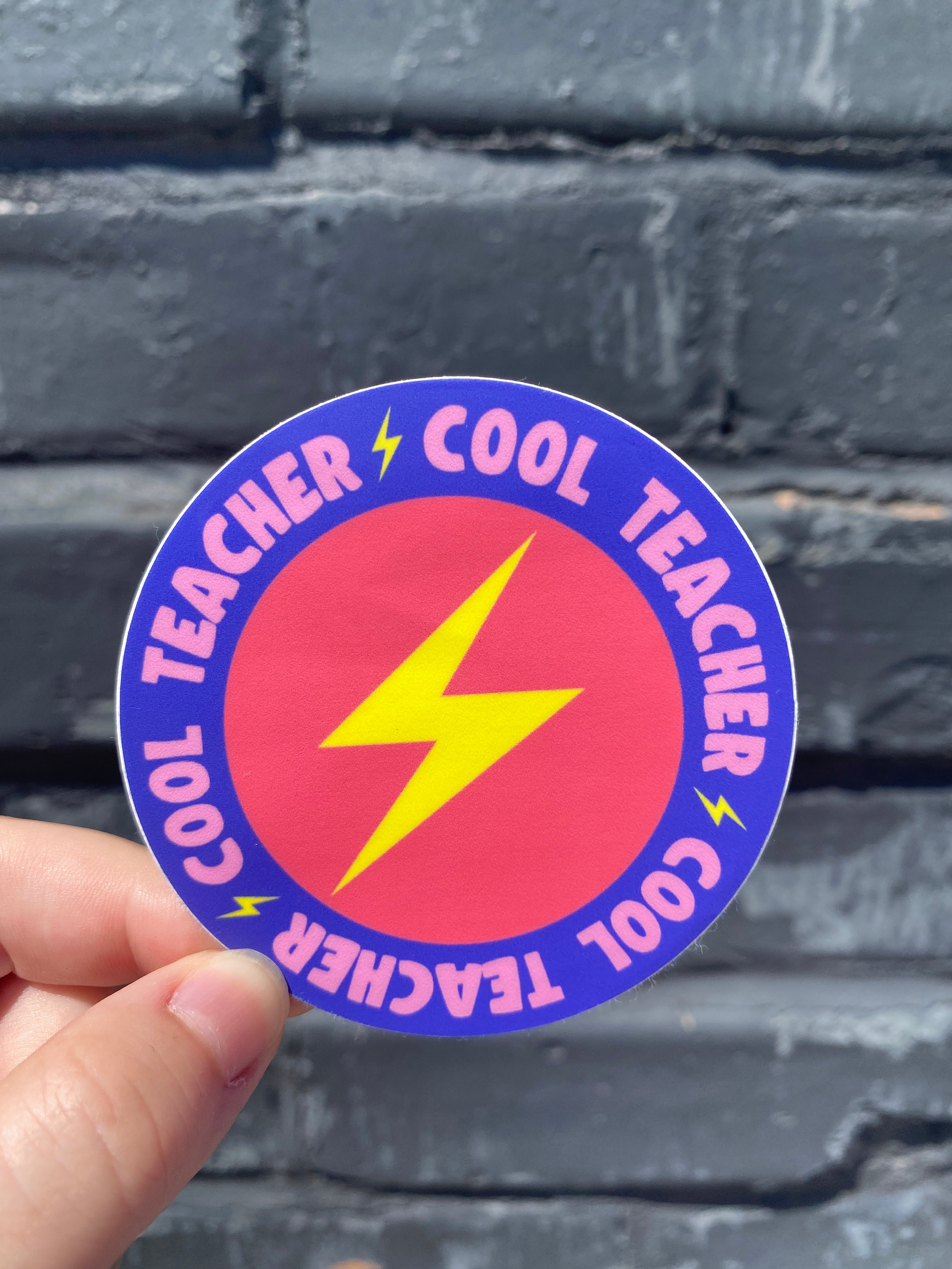 Cool Teacher Lightening Bolt Sticker