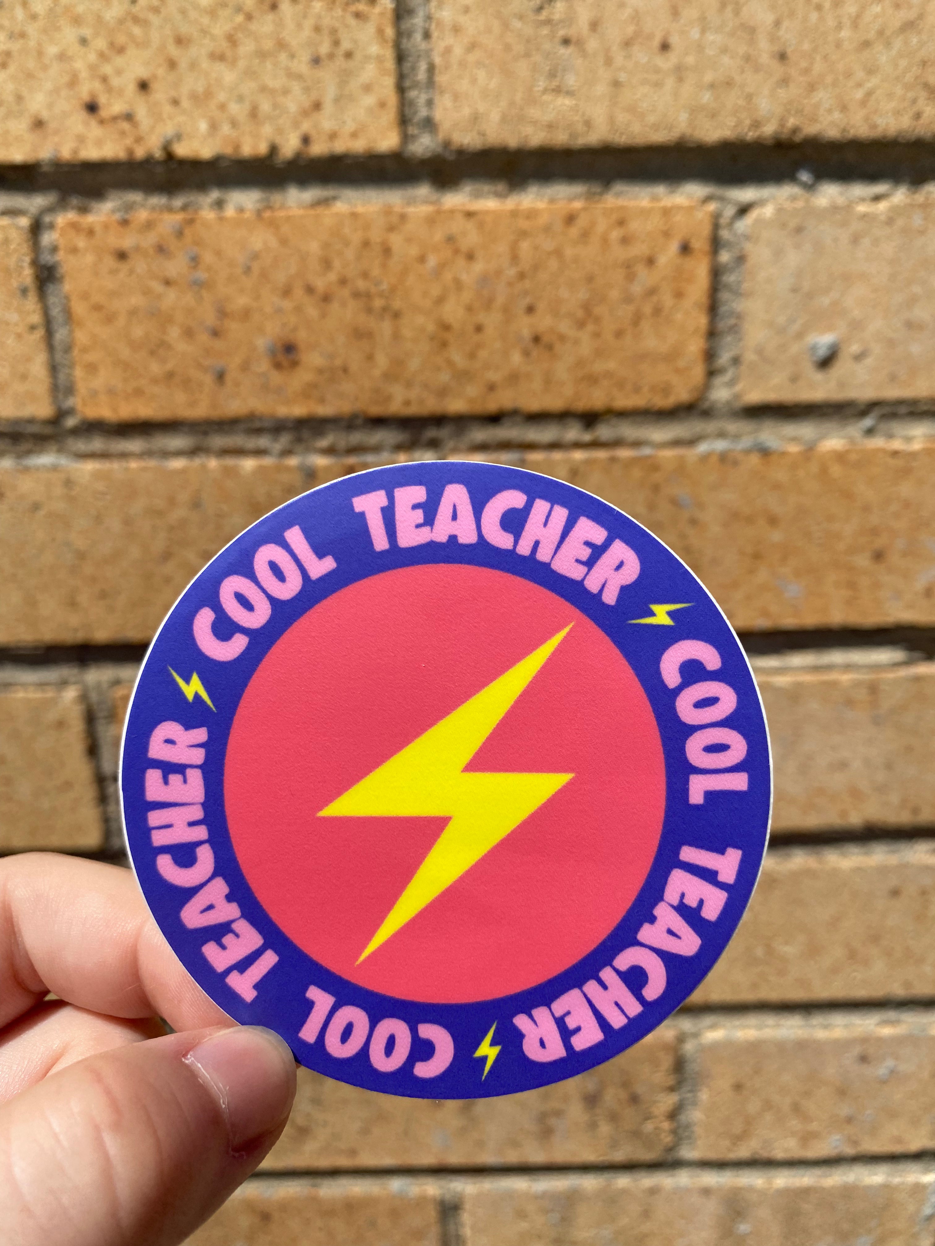 Cool Teacher Lightening Bolt Sticker
