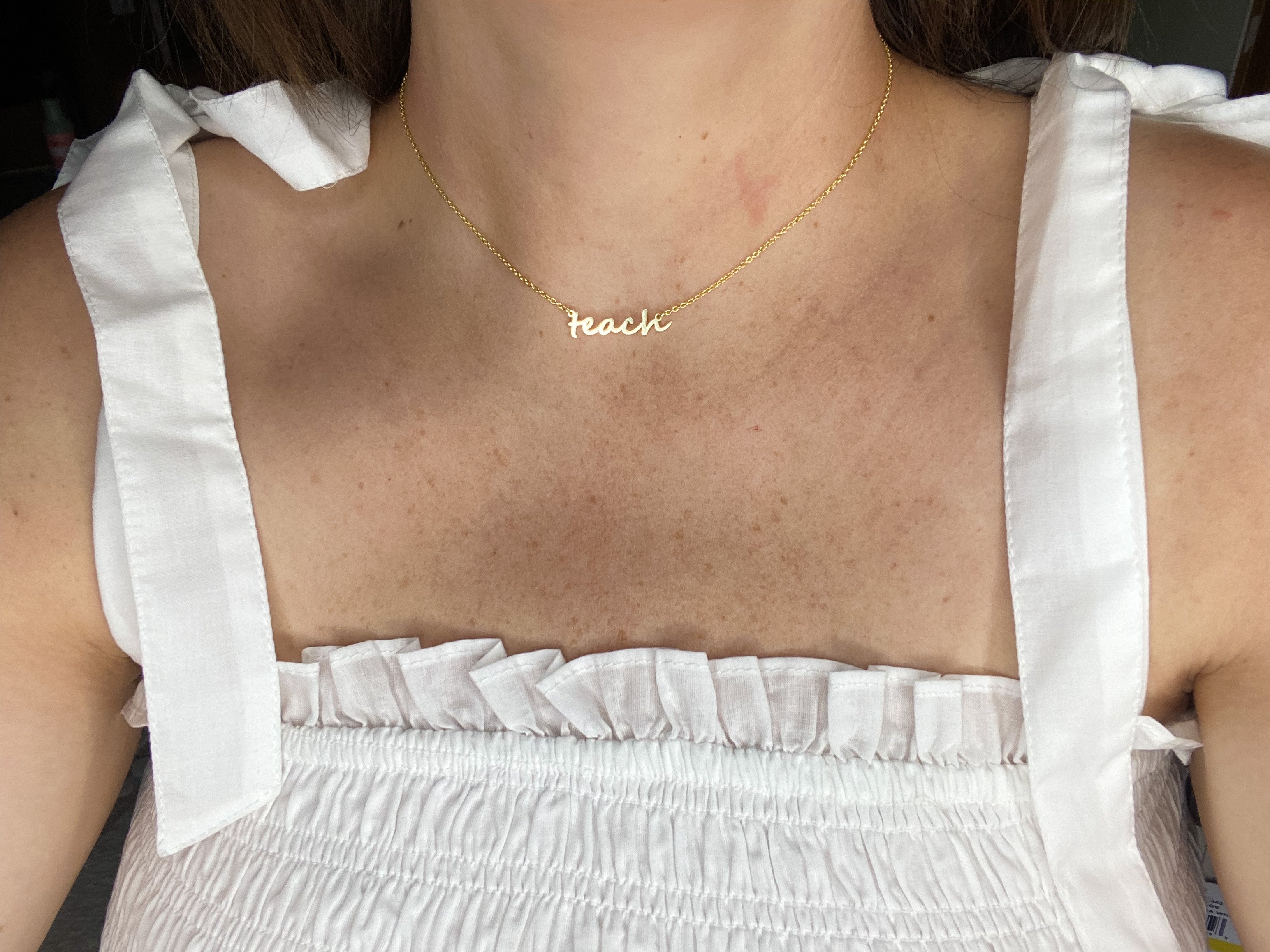 Teach Dainty Yellow Gold Necklace