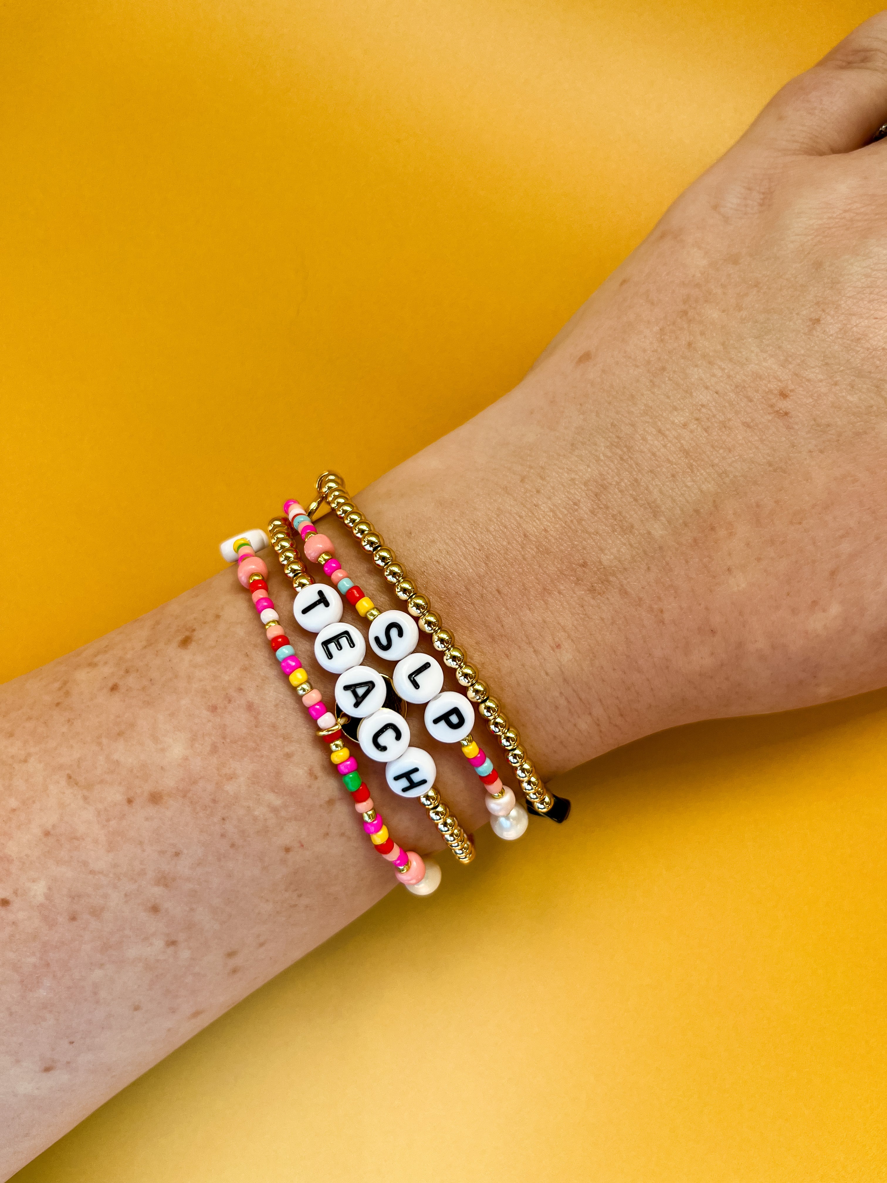 Speech Language Pathologist Rainbow Beaded Bracelet