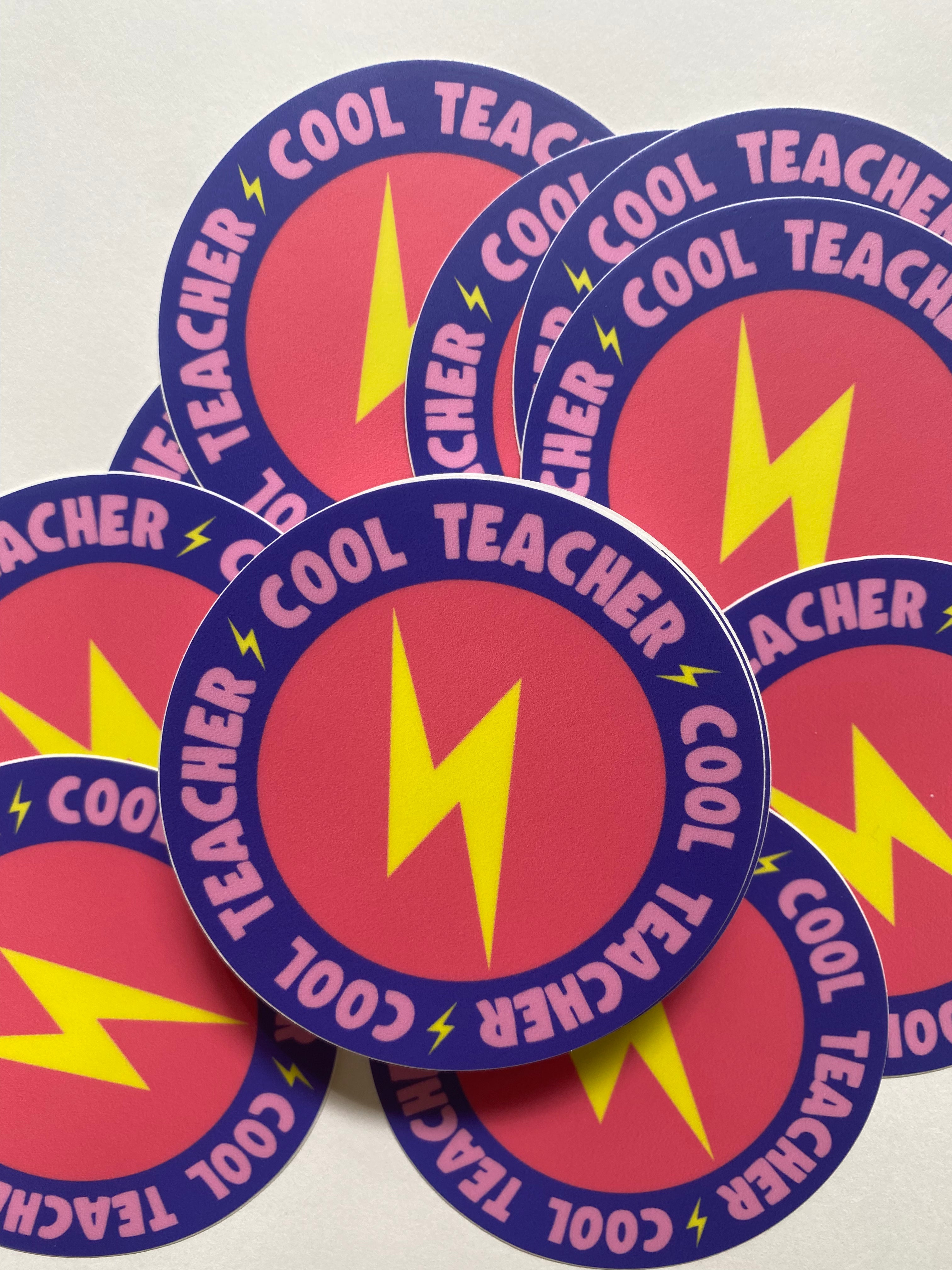 Cool Teacher Lightening Bolt Sticker