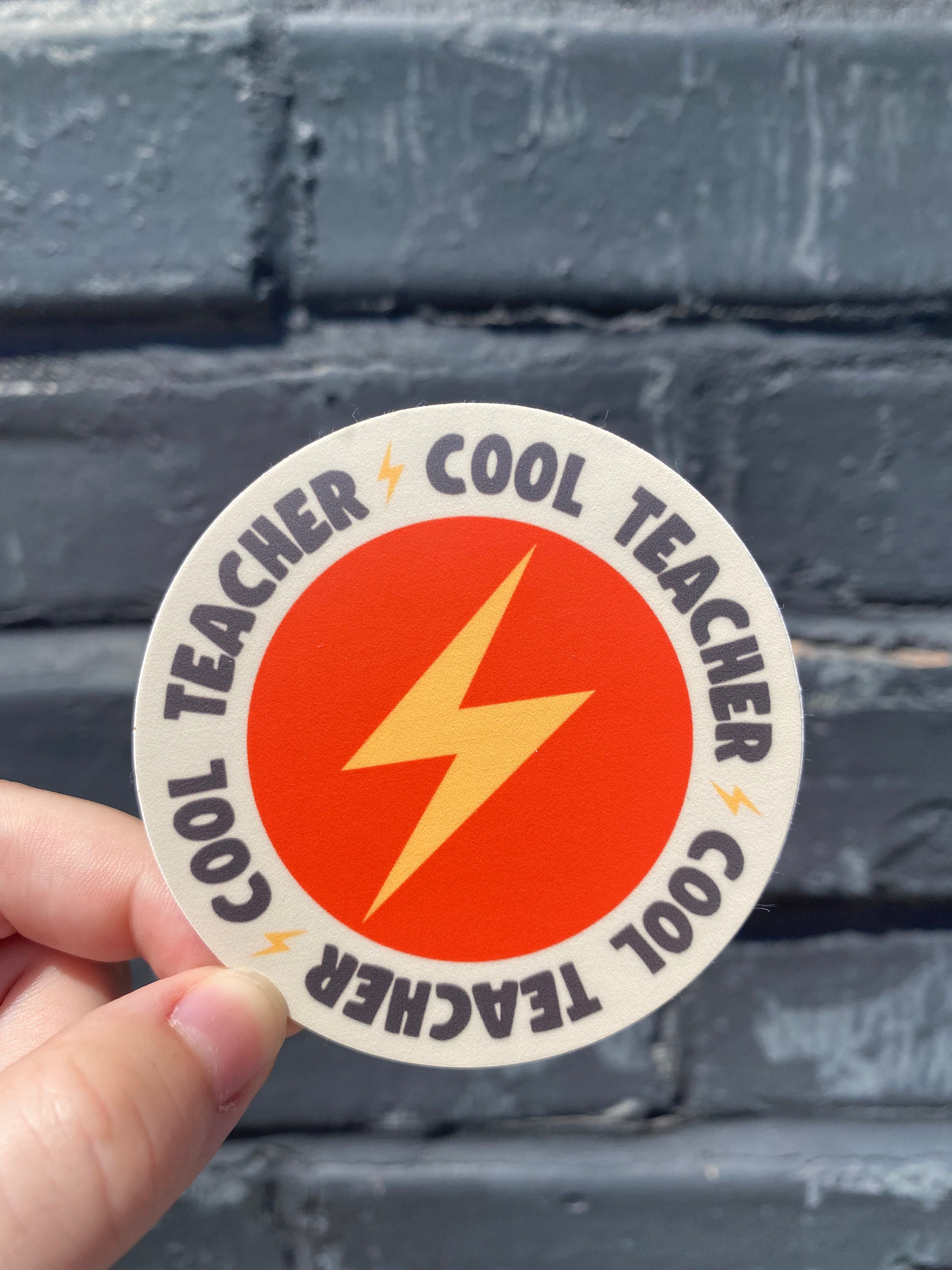 Cool Teacher Lightening Bolt Sticker