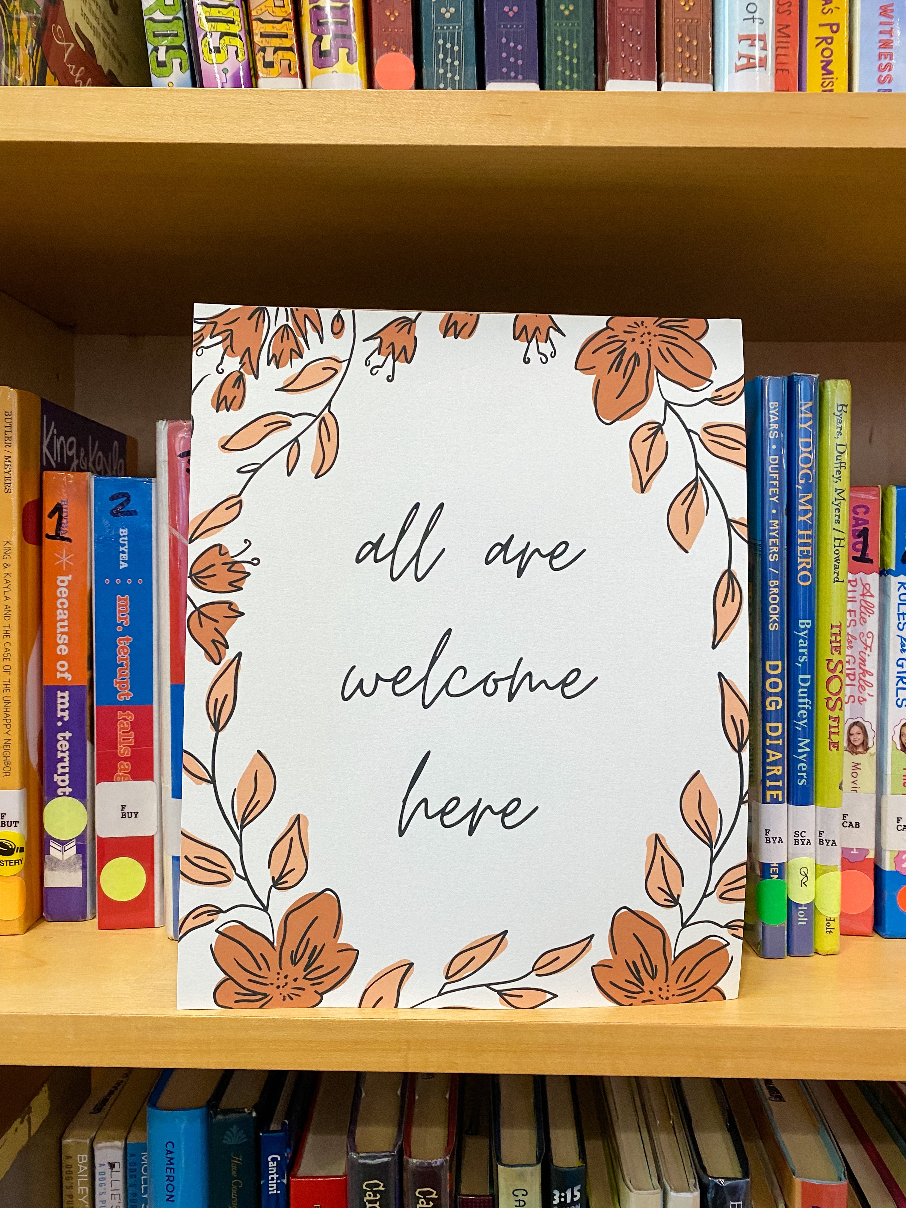 All Are Welcome Here Floral Poster