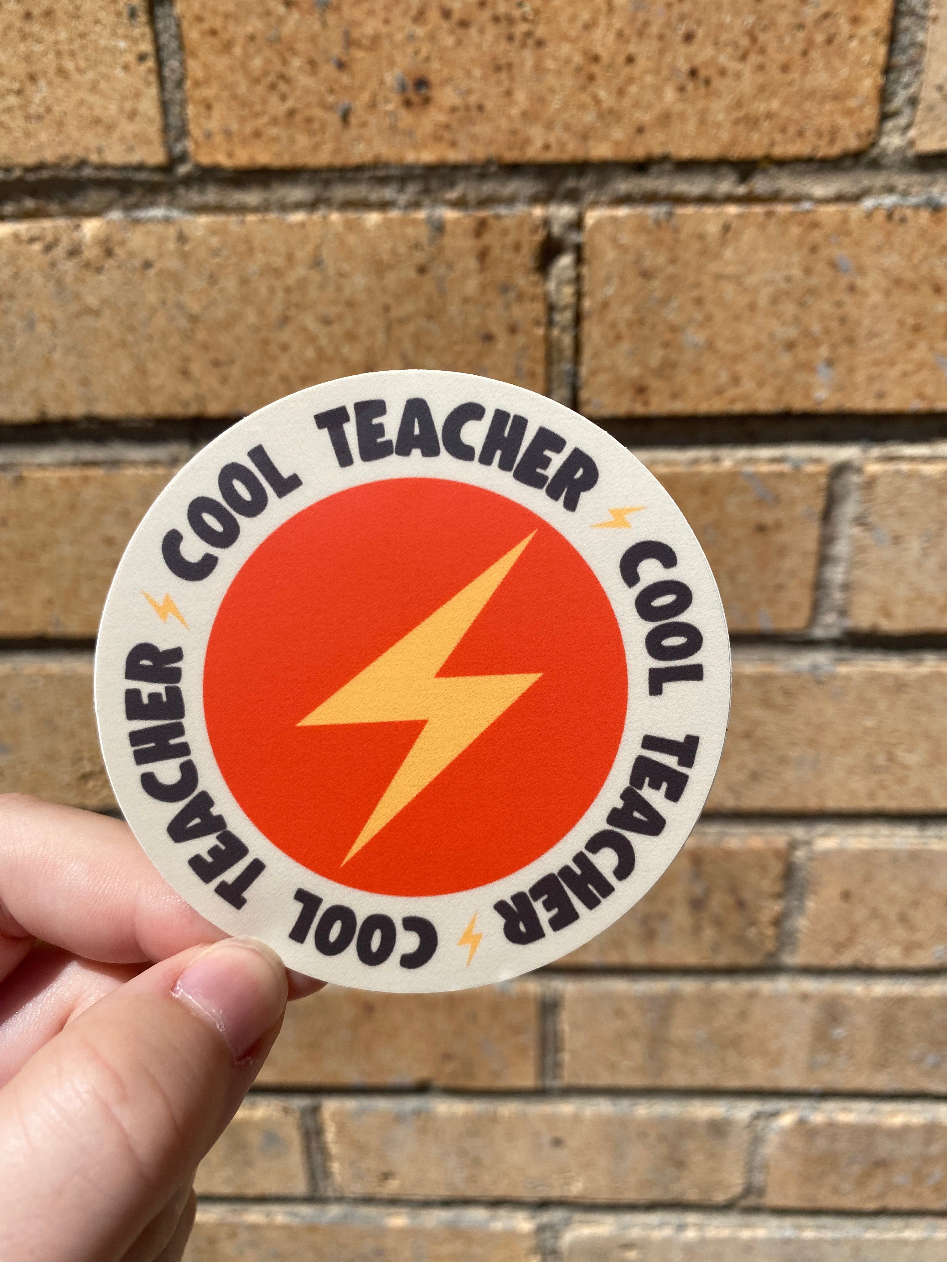 Cool Teacher Lightening Bolt Sticker