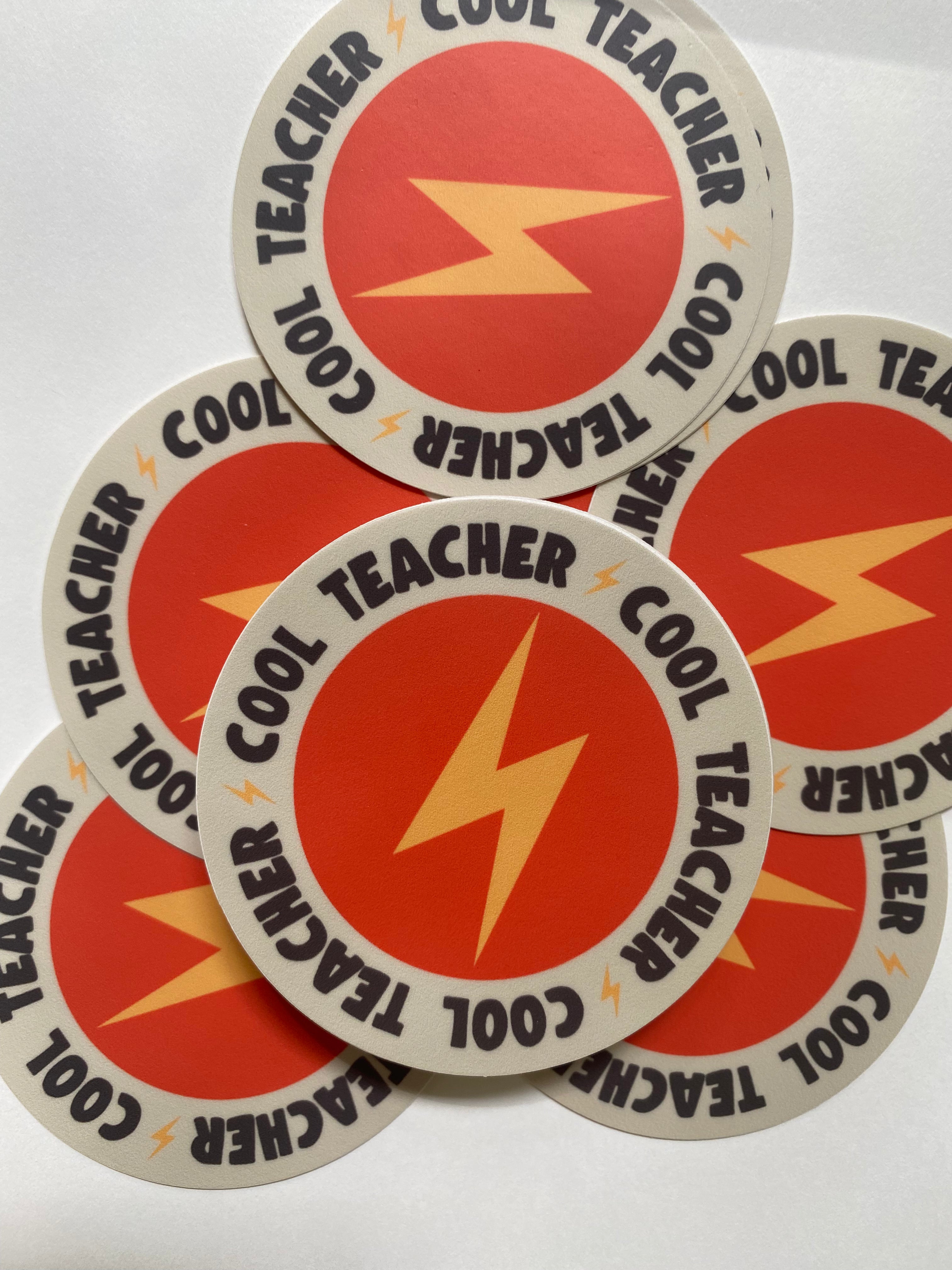 Cool Teacher Lightening Bolt Sticker